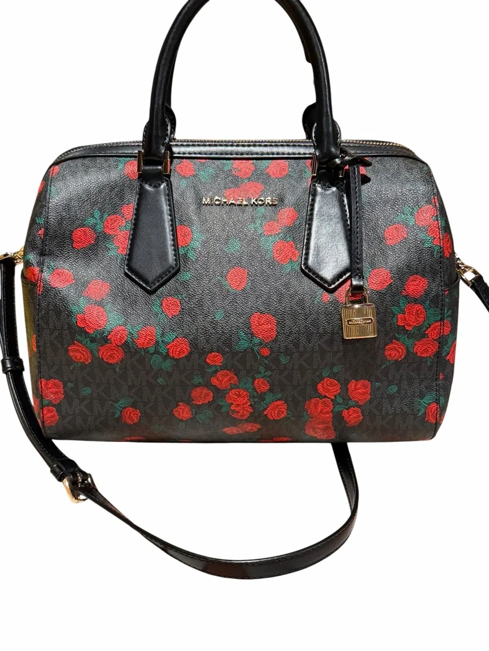 Michael Kors Hayes Large Duffle Satchel & Matching Flap Wallet Set – Rose Floral